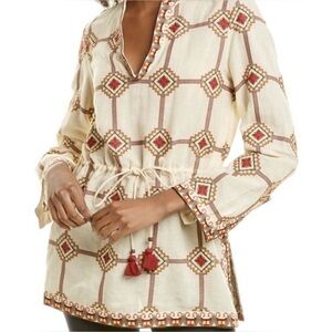 Tory Burch Geo Print Embroidered Tunic Size 8